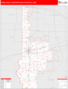 Terre Haute Metro Area Digital Map Red Line Style